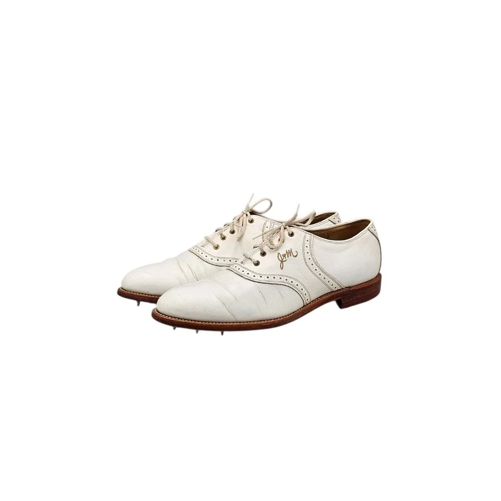 Johnston & Murphy Men's Size 11.5 US Narrow Aristocraft White Leather Golf Shoes